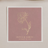 エレガント金ゴールドフラワーシック紫結婚ズ スタンダードカクテルナプキン