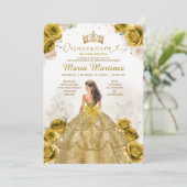 エレガント金ゴールドフラワーズプリンセスドレスキンセアニラ 招待状 (スタンド正面)