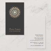 エレガント金ゴールドフラワーモチーフイベントプランナーブラック 名刺 (正面/裏面)