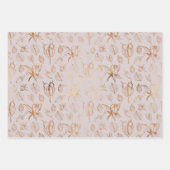 エレガント金ゴールドフルーツのクリスマス ラッピングペーパーシート (正面3)