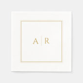 エレガント金ゴールドフレームとイニシャル結婚式の引き出物 スタンダードカクテルナプキン (正面)