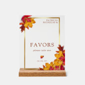 エレガント金ゴールドフレームと秋の素朴チャームの好意 アクリルサイン (正面)