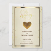 エレガント金ゴールドフレームのダイヤモンドハート セーブザデート (正面)