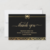 エレガント金ゴールドフレームの卒業サンキューカード サンキューカード (正面)