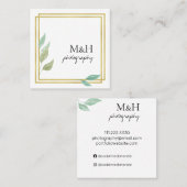 エレガント金ゴールドフレームの結婚葉の写真家 スクエア名刺 (正面/裏面)