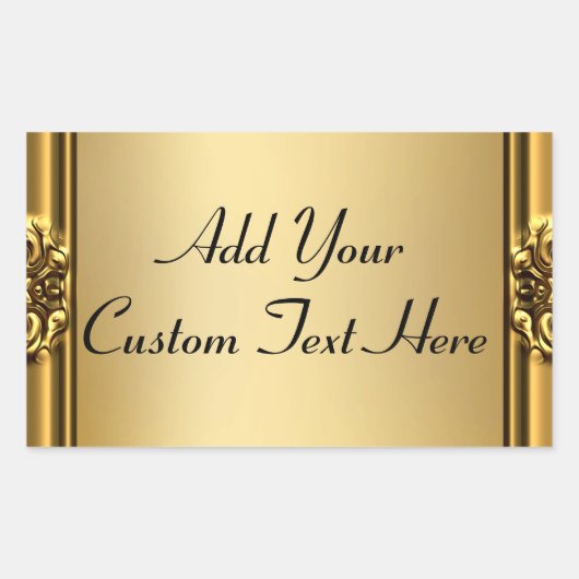 エレガント金ゴールドフレームの金ゴールドステッカー 長方形シール (正面)