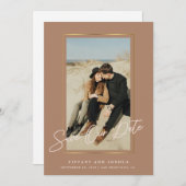 エレガント金ゴールドフレームほこりっぽいバラ写真結婚の セーブザデート (正面/裏面)