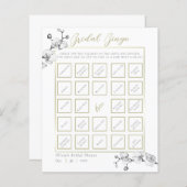 エレガント金ゴールドフレームオーキッドブライダルシャワービンゴゲーム (正面/裏面)