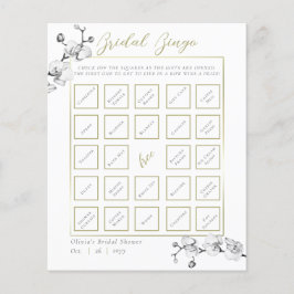 エレガント金ゴールドフレームオーキッドブライダルシャワービンゴゲーム