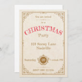 エレガント金ゴールドフレームクリスマス招待状 招待状 (正面/裏面)