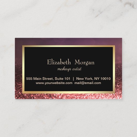 エレガント金ゴールドフレームグリッター《写真》ぼけ味ロイヤリティカード ロイヤリティカード (裏面)