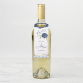 エレガント金ゴールドフレームネイビーブルーバラ結婚ズ ボトルネックタグ (ボトル)