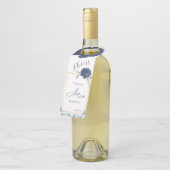 エレガント金ゴールドフレームネイビーブルーバラ結婚ズ ボトルネックタグ (アングル)