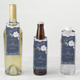 エレガント金ゴールドフレームネイビーブルーバラ結婚ズ ボトルネックタグ