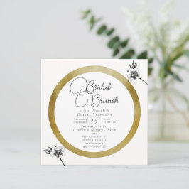 エレガント金ゴールドフレームバラクリスマスブライダルブランチ 招待状