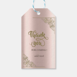 エレガント金ゴールドフレームバラ金ゴールドありがとう ギフトタグ