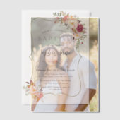 エレガント金ゴールドフレームピンク赤面花女の子バプテスマ ベラム紙招待状 (オフセット (カップル))