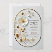 エレガント金ゴールドフレームフローラ結婚式招待状 招待状 (正面)