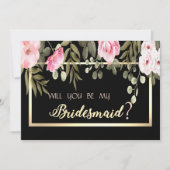 エレガント金ゴールドフレームフローラ花嫁カード 招待状 (正面)