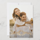 エレガント金ゴールドフレームモノグラム結婚写真 招待状 (裏面)