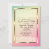 エレガント金ゴールドフレームレース除グラデーション去パーティー 招待状 (正面)