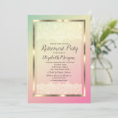 エレガント金ゴールドフレームレース除グラデーション去パーティー 招待状 (スタンド正面)