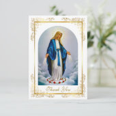 エレガント金ゴールドフレームヴァージンメアリーバラ葬儀 サンキューカード (スタンド正面)