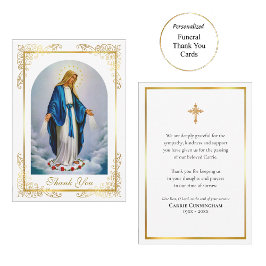 エレガント金ゴールドフレームヴァージンメアリーバラ葬儀 サンキューカード
