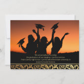 エレガント金ゴールドフレーム卒業発表 招待状 (裏面)