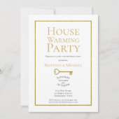 エレガント金ゴールドフレーム引っ越し祝いパーティーパーティー 招待状 (正面)