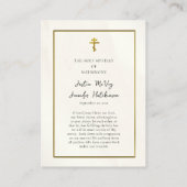 エレガント金ゴールドフレーム正結婚式祈りの言葉カード プレイスカード (裏面)