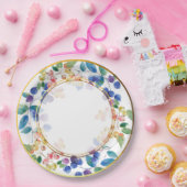 エレガント金ゴールドフレーム水彩ベリー ペーパープレート (パーティー)