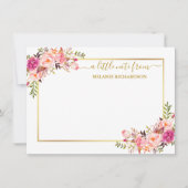 エレガント金ゴールドフレーム水色ピンク赤面フローラ ノートカード (正面)