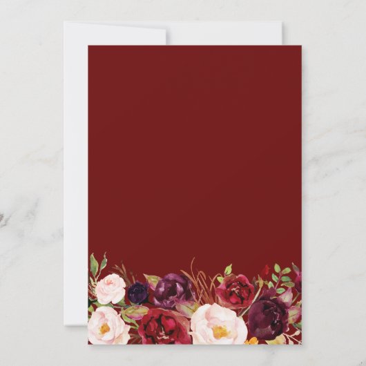 エレガント金ゴールドフレーム燃え結婚フローラ 招待状 (裏面)