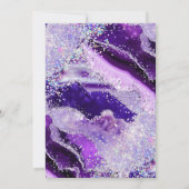 エレガント金ゴールドフレーム紫と銀アゲート結婚ト 招待状 (裏面)