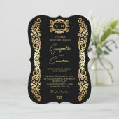 エレガント金ゴールドフレーム結婚式招待状 (スタンド正面)