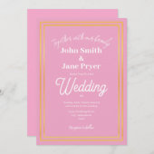 エレガント金ゴールドフレーム結婚式招待状 招待状 (正面/裏面)