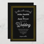 エレガント金ゴールドフレーム結婚式招待状 招待状 (正面/裏面)