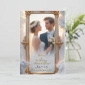 エレガント金ゴールドフレーム結婚式招待状 招待状 (スタンド正面)