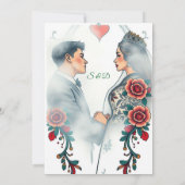 エレガント金ゴールドフレーム結婚式招待状 招待状 (裏面)