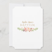 エレガント金ゴールドフレーム赤面ピンクフローラバプテスマ 招待状 (裏面)