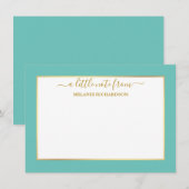エレガント金ゴールドフレーム – サイズを選択 – ティール（緑がかった色） ノートカード (正面/裏面)