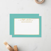 エレガント金ゴールドフレーム – サイズを選択 – ティール（緑がかった色） ノートカード (正面/裏面インサイチュ)