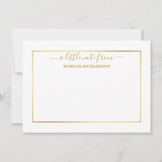 エレガント金ゴールドフレーム – サイズを選択 – パーソナライズされた ノートカード (正面)