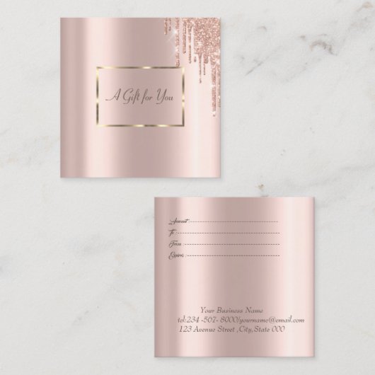 エレガント金ゴールドフレーム、バラ金ゴールドグリッタードライブ 割引カード (正面/裏面)