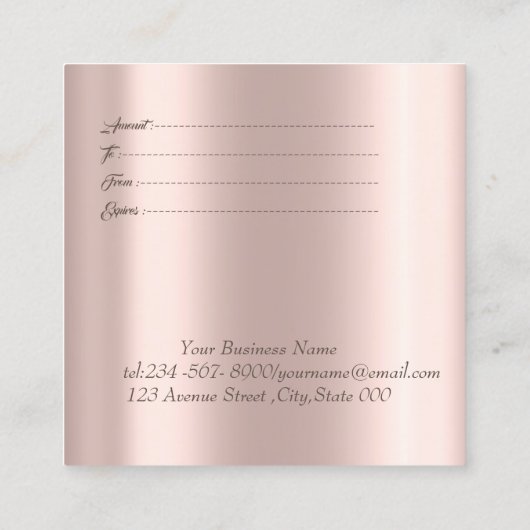 エレガント金ゴールドフレーム、バラ金ゴールドグリッタードライブ 割引カード (裏面)