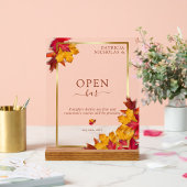 エレガント金ゴールドフレーム&秋素朴チャームオープンバー アクリルサイン