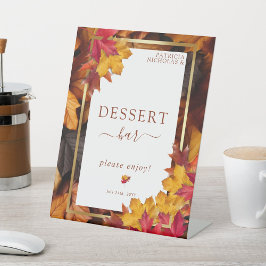 エレガント金ゴールドフレーム&秋素朴デザートバー 台座サイン