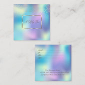 エレガント金ゴールドフレーム、紙吹雪青ホログラフィック 割引カード (正面/裏面)