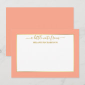 エレガント金ゴールドフレーム – 選択サイズ – 桃 ノートカード (正面/裏面)